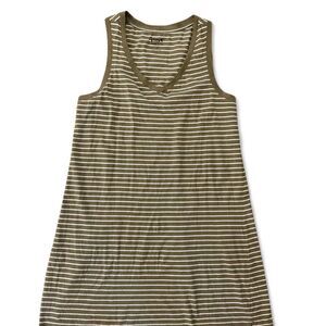 Pact Olive Green and White Striped Mini Dress